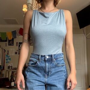 Free People Grey Sleeveless Bodysuit